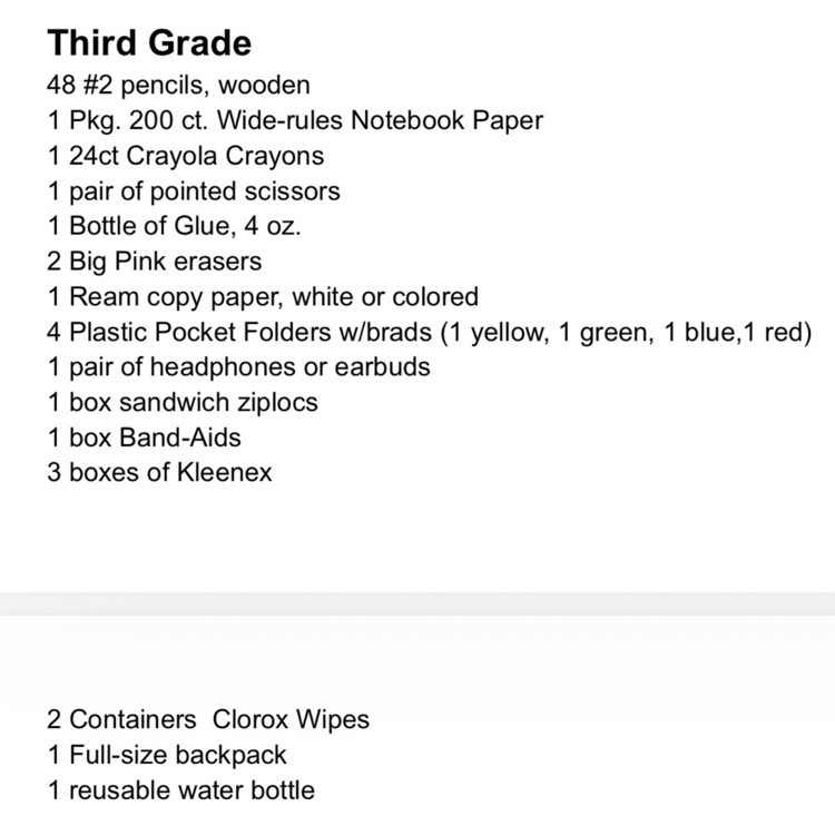 School Supply Lists 