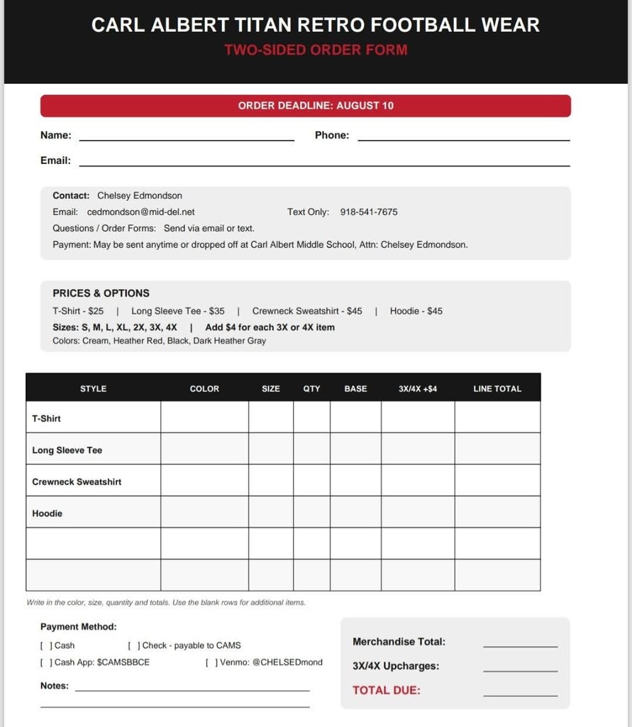 Retro Titan Football Order Form