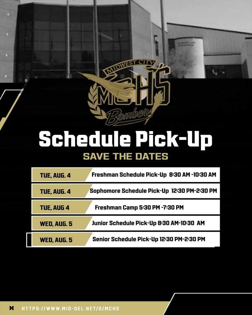 Schedule Pick-Up Freshman August 4 at 8:30 AM- 10:30 AM Sophomore Tuesday August 4 12:30 to 2:30 PM Freshmen Camp 5:30 to 7:30 PM Wednesday August 5 8:30-10:30 Juniors Schedule Pcickup Wedenesday August 6, 12:30-2:30 Senior Schedule Pick Up