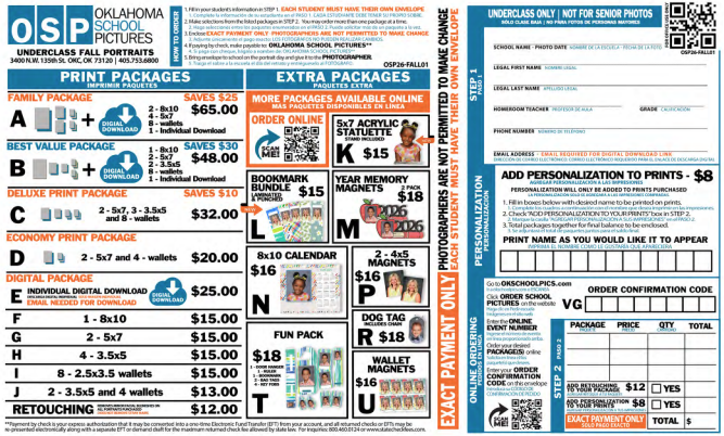 School pic order form