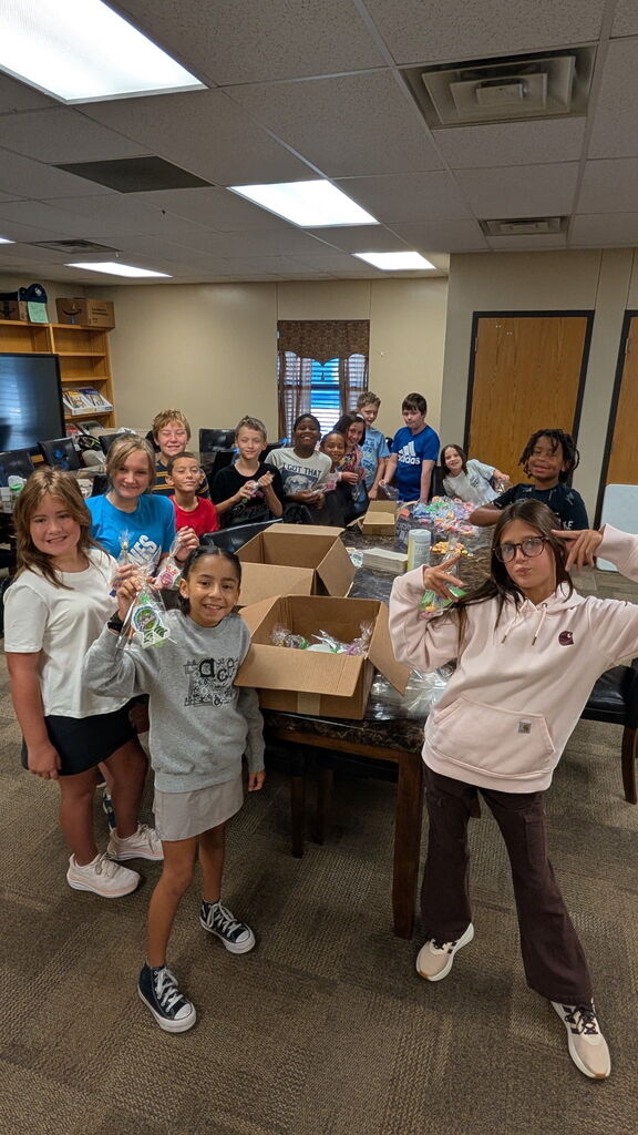 Student Council helped put together birthday bags at Barnes Elementary.