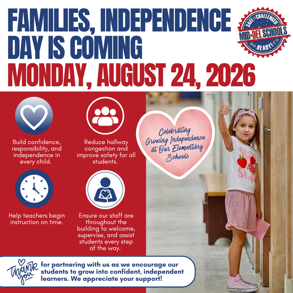 An advertisement for Independence Day with a young girl standing by a door. It emphasizes building confidence and responsibility.