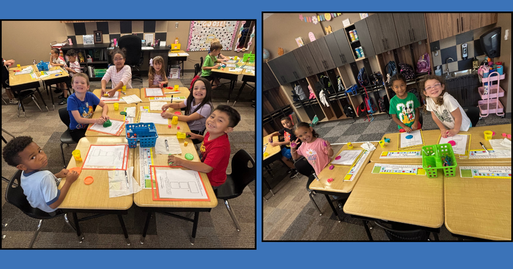 1st grade students at Barnes Elementary practice math facts using Play-Doh and other manipulatives.