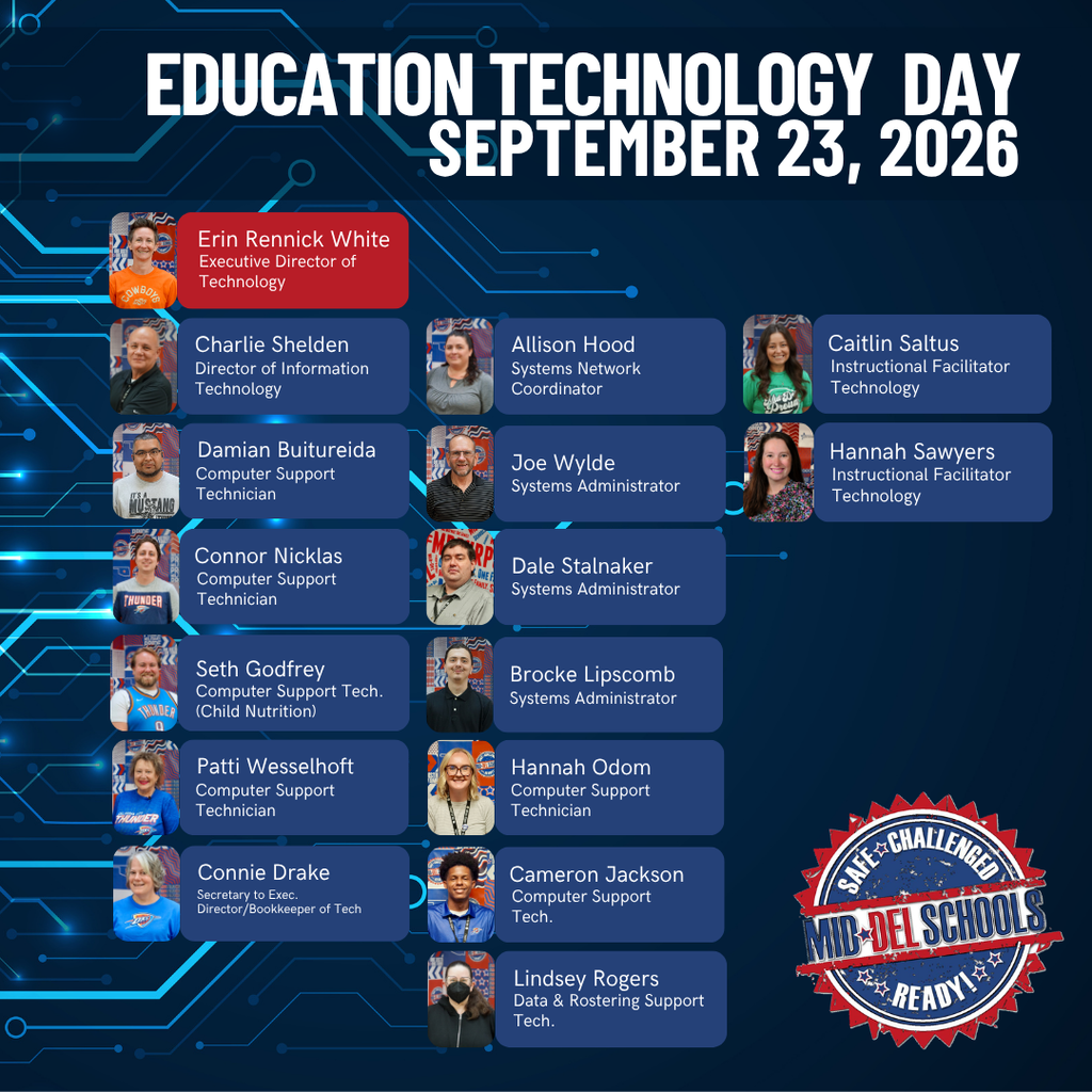 Poster for Education Technology Day on September 23, 2026. Names and roles of participants are listed with photos.