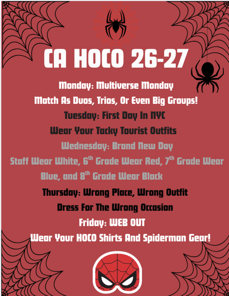 CA HOCO dress up days - October 5-9
