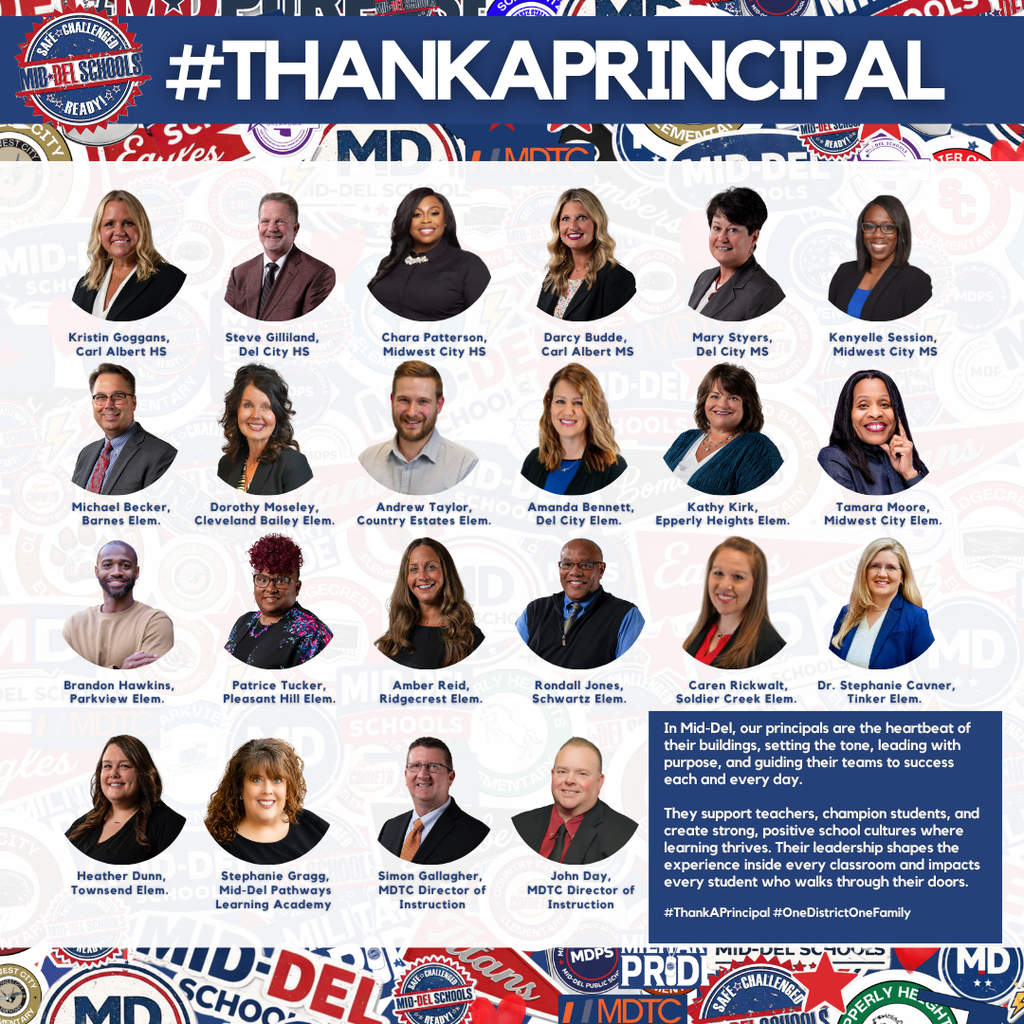 An array of headshots of principals. Text reads "#THANKAPRINCIPAL" at the top and bottom.