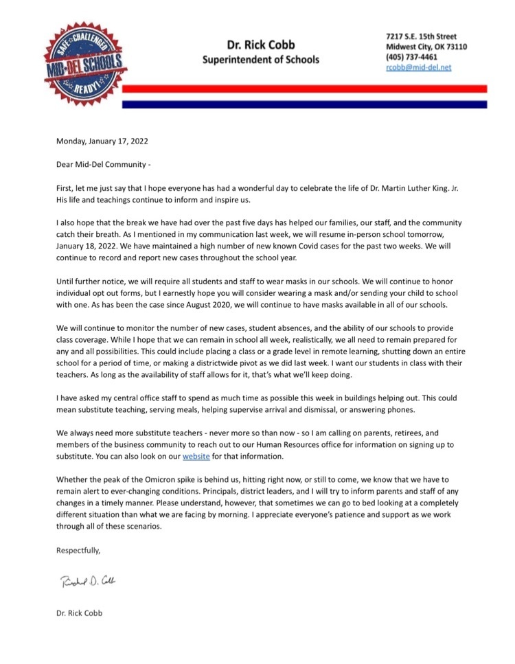 letter from Dr. Cobb 