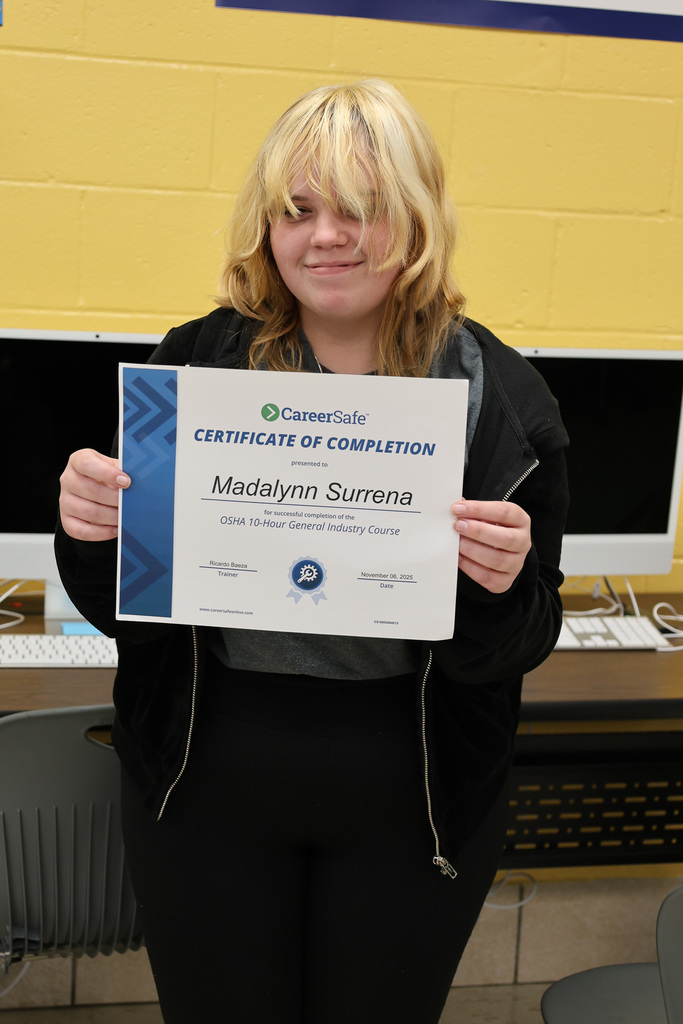 student with certificate