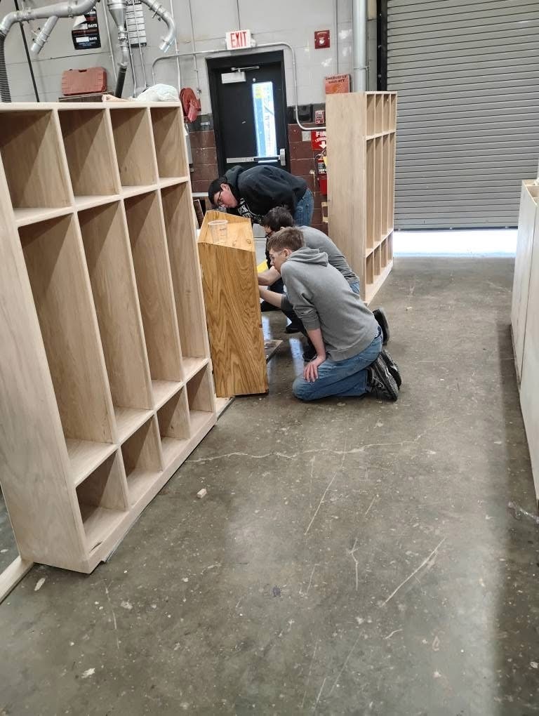 shelves built by students