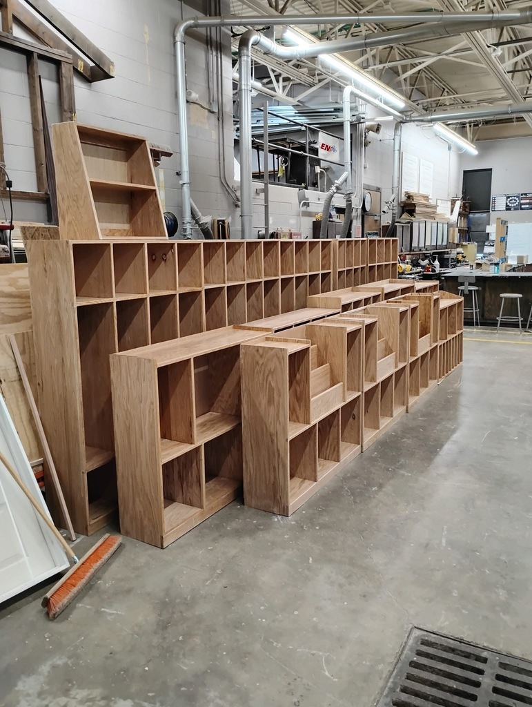 shelves built by students