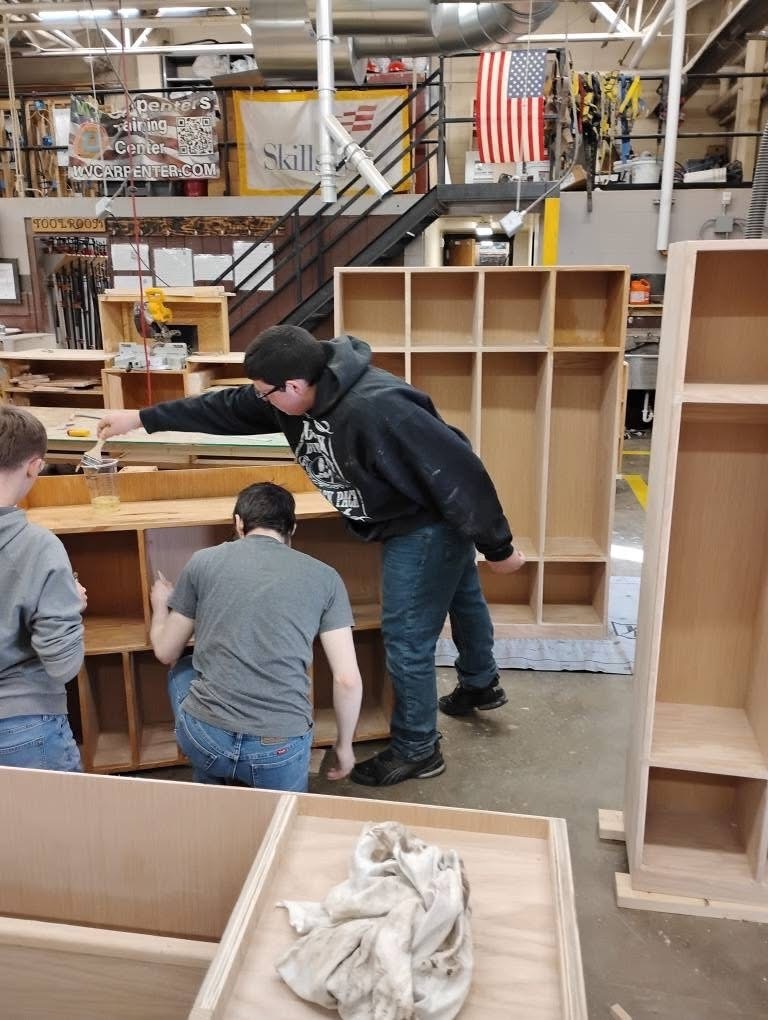 shelves built by students