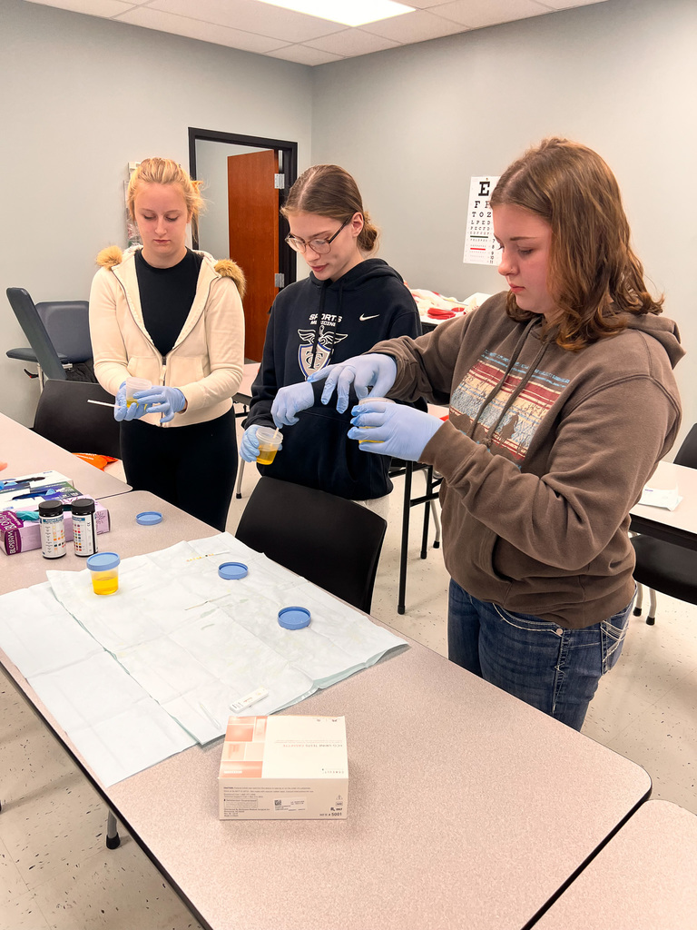 hands on learning - students testing fake urine