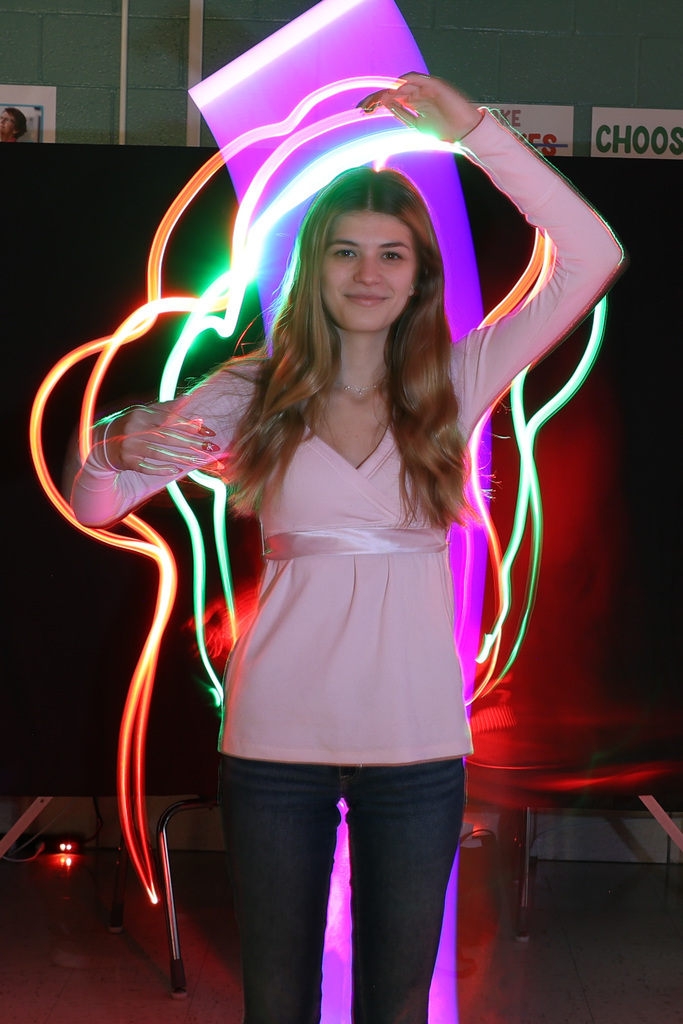 students learning about light painting