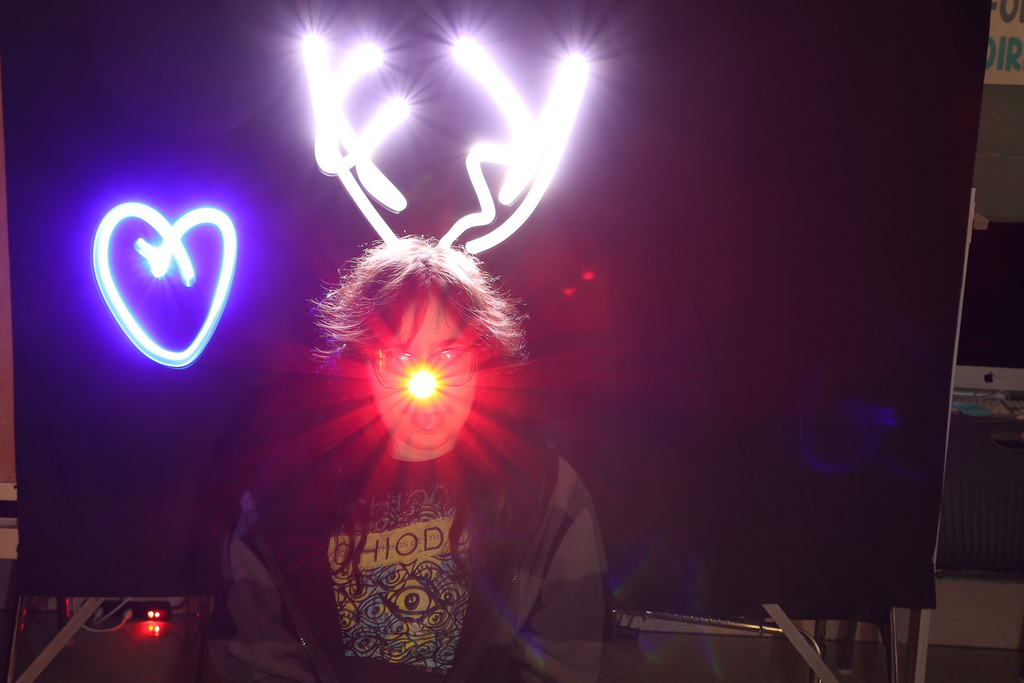 students learning about light painting