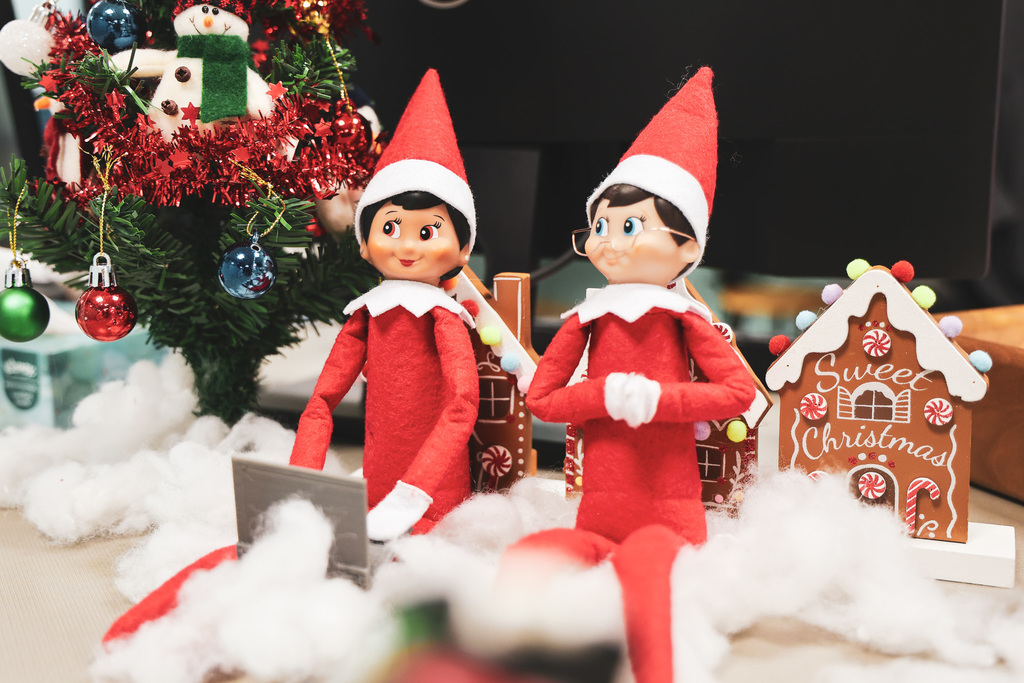 elves in Christmas decorations