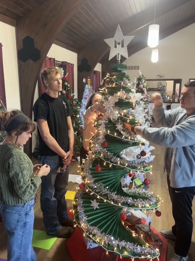 students working on tree