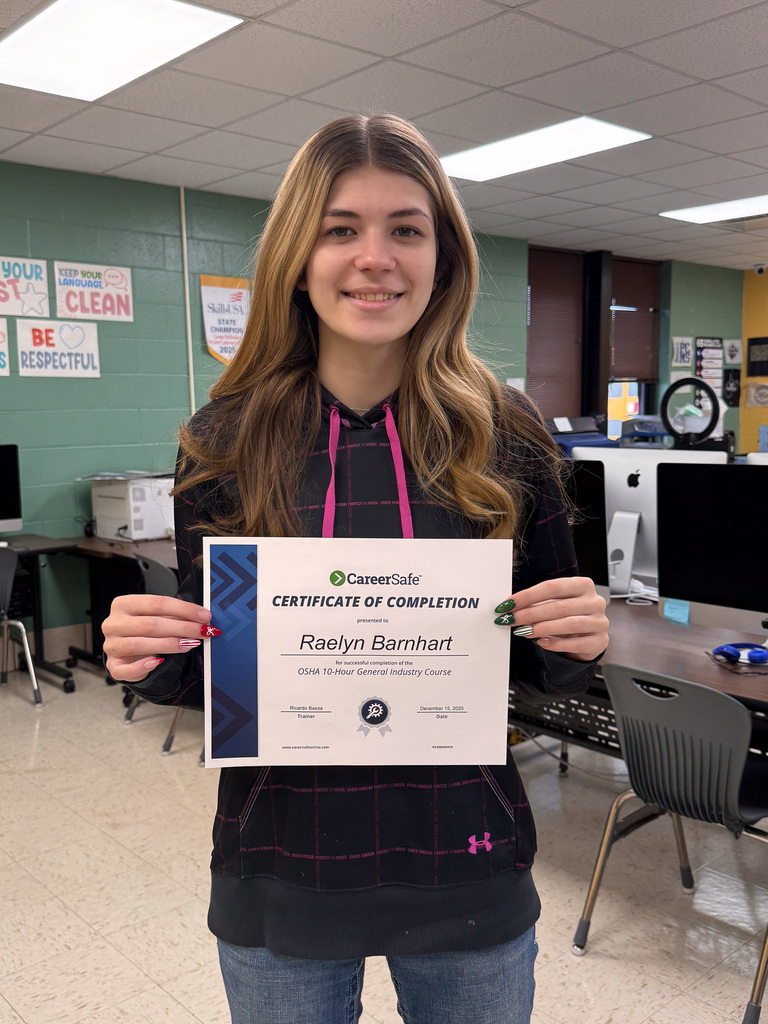 student with osha certificate