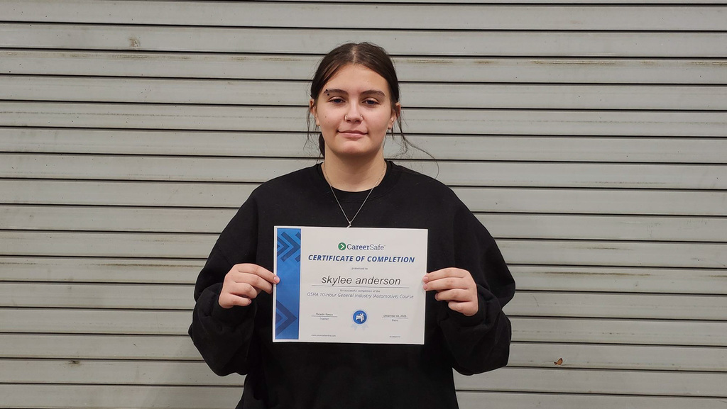 student with osha certificate