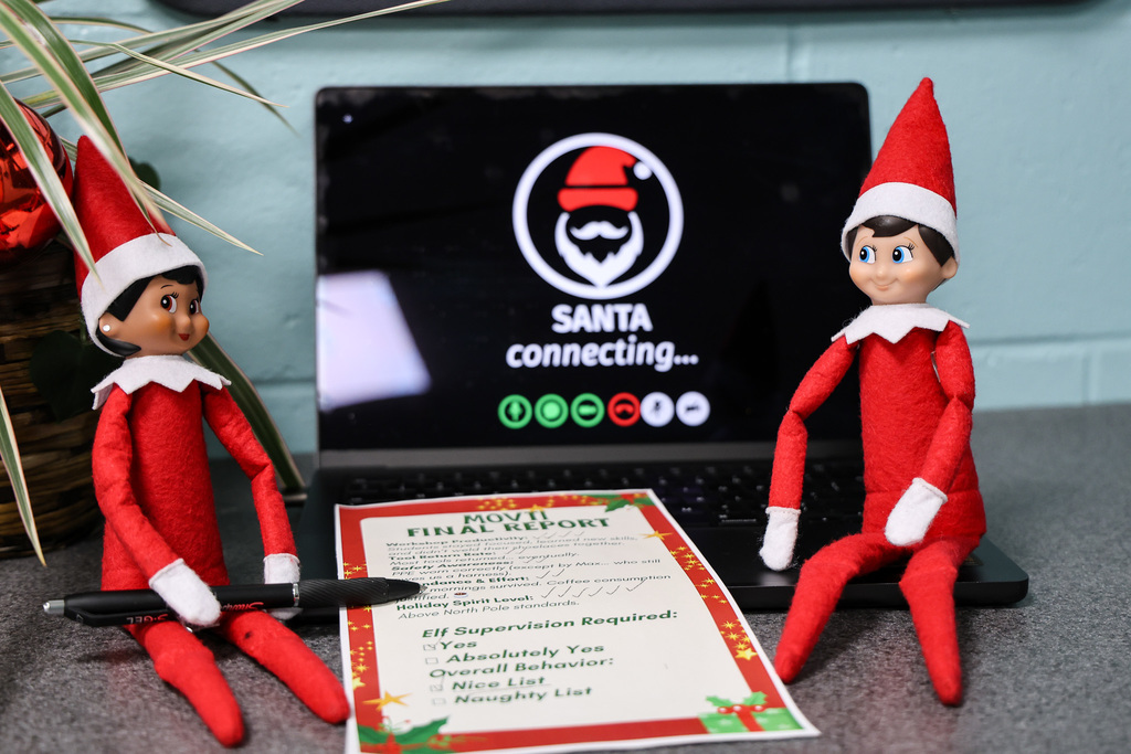 elves FaceTiming with Santa