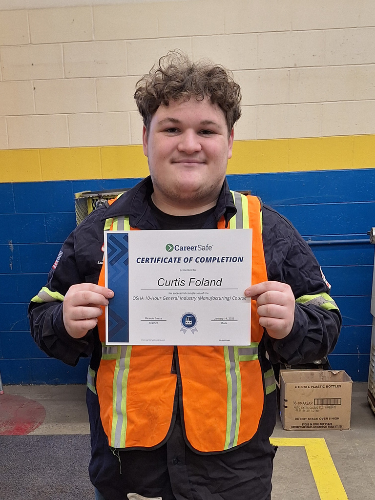 Student with OSHA 10 Certificate