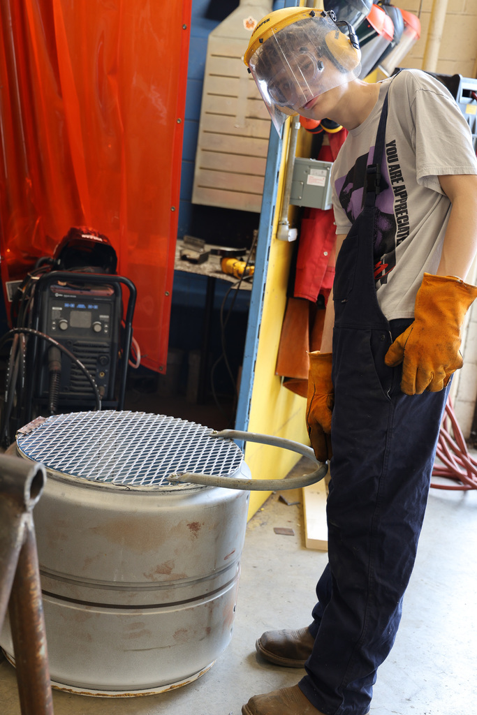 student with project