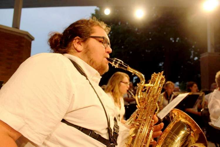 MP student, Tristan Novy, performs with the Washington Municipal Band