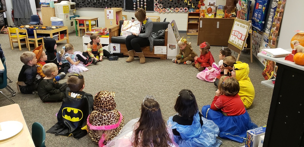 preschool class listening to a book