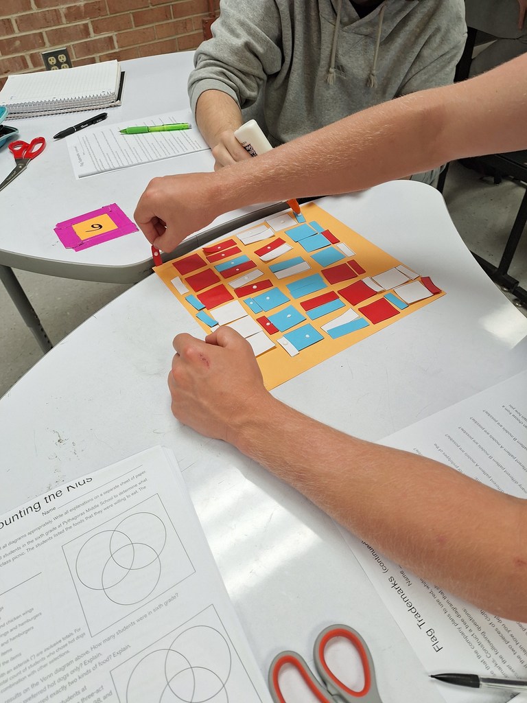 Students creating flags