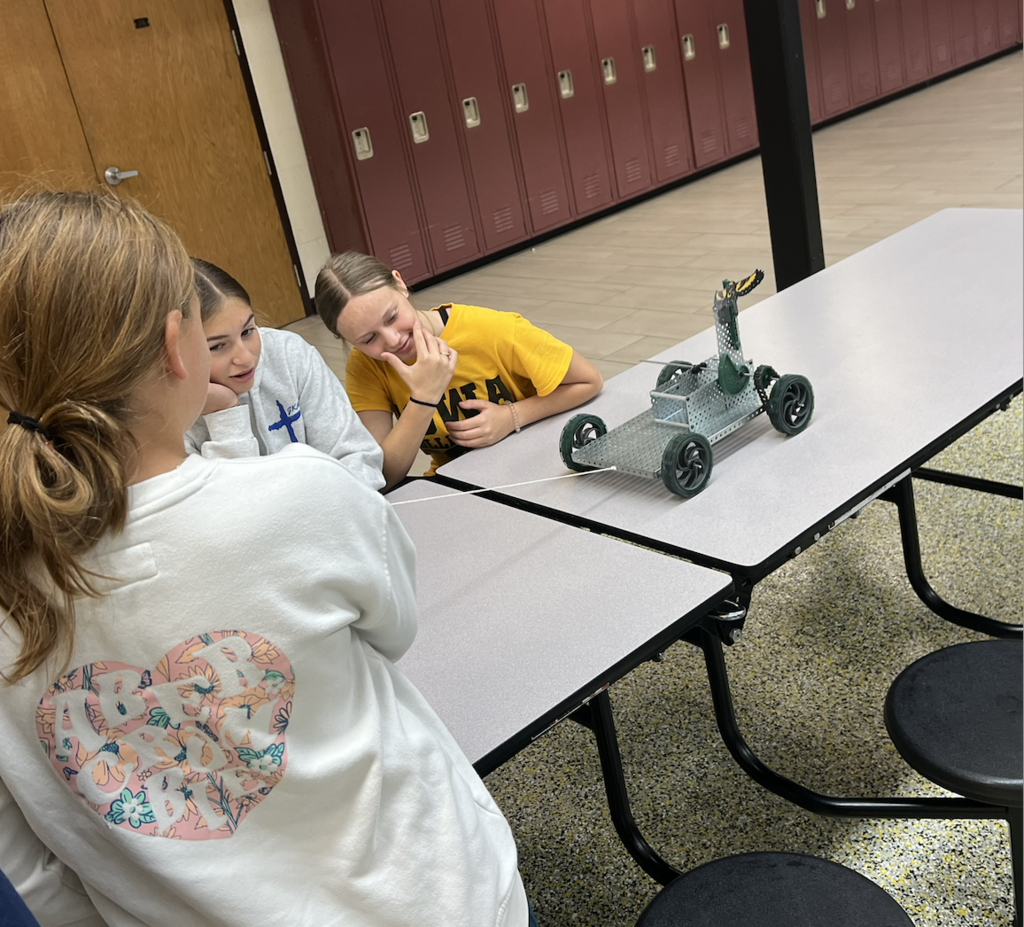 Student trying pull toy project