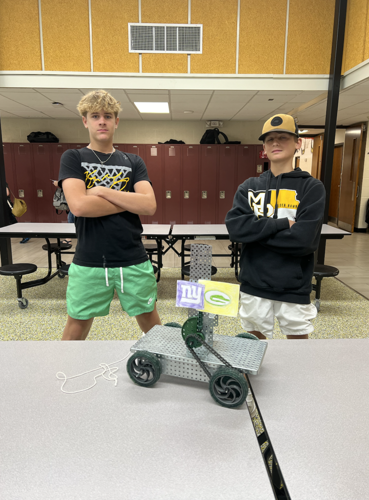 Students with their pull toy project