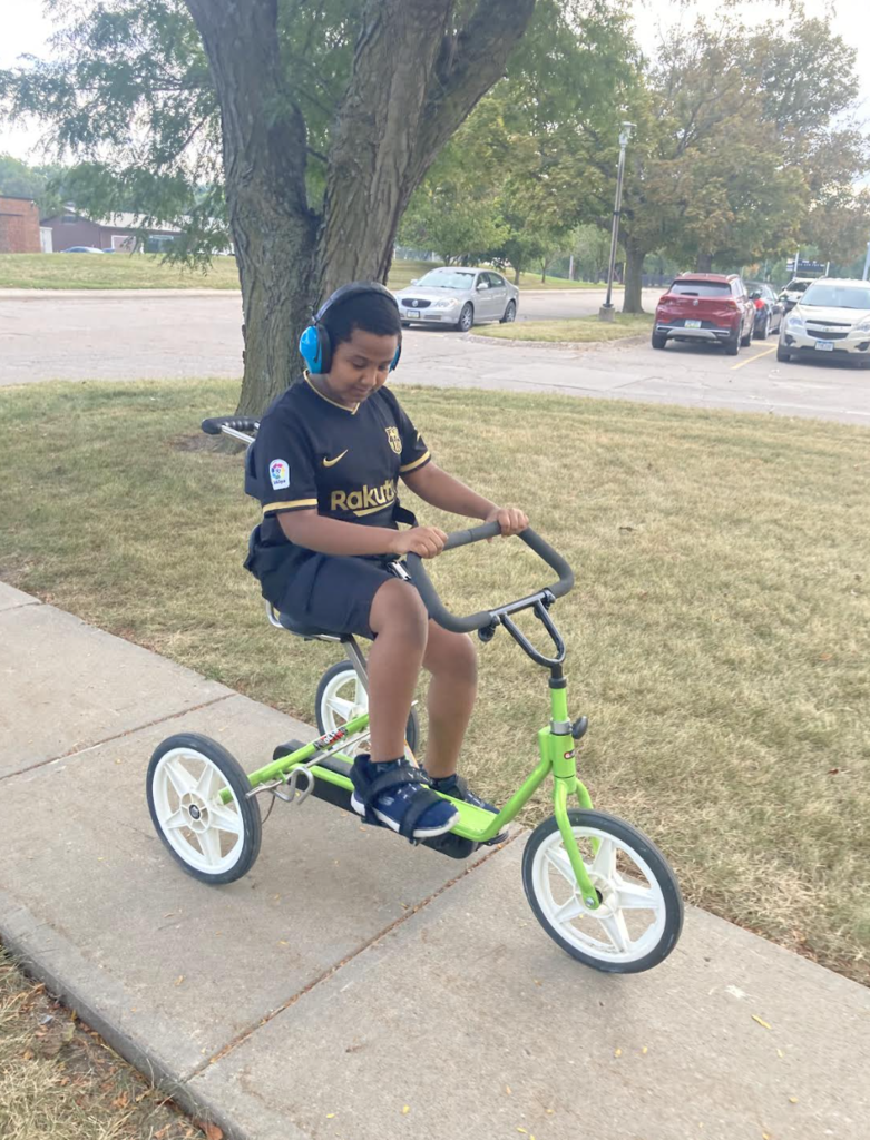 Student riding a bike