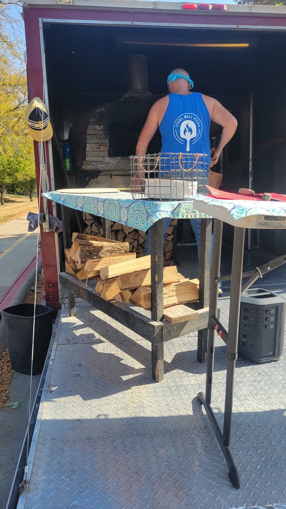 Cooking brick oven pizzas