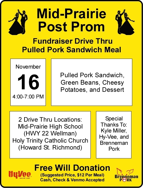 Post Prom meal flyer