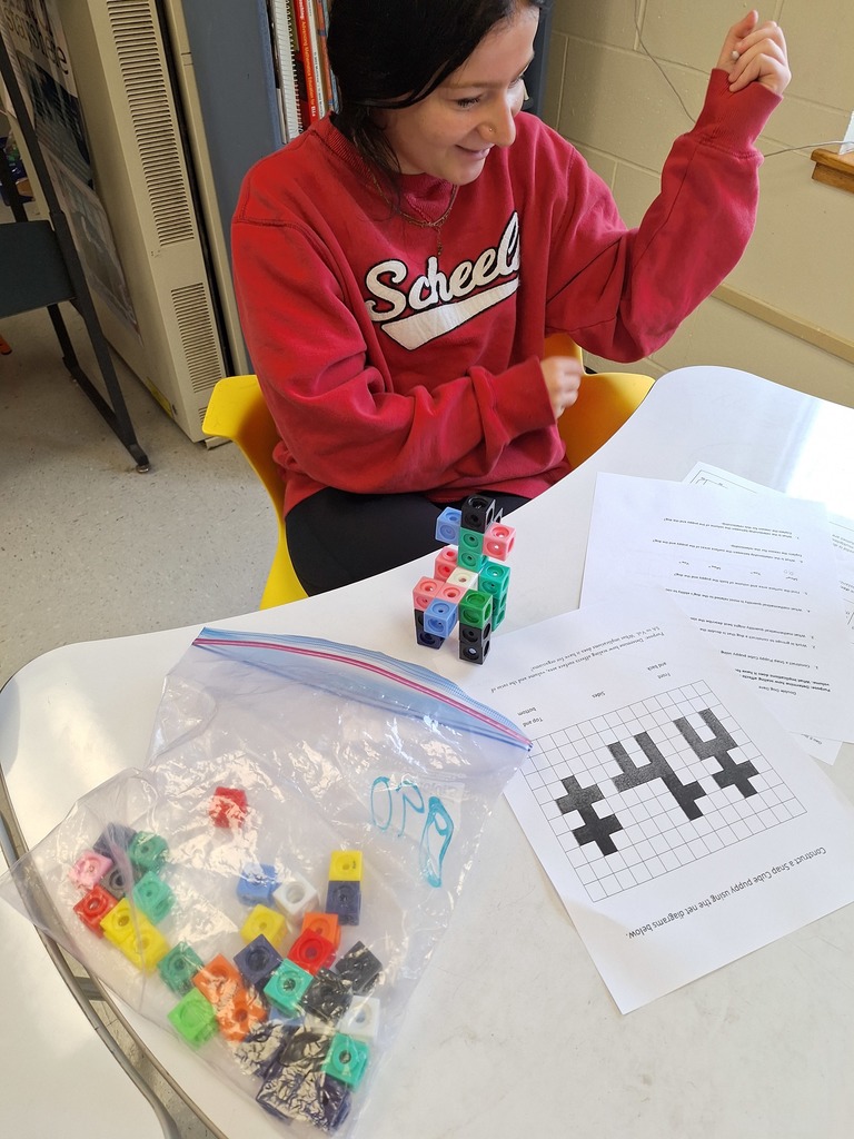 Student building a geometry model