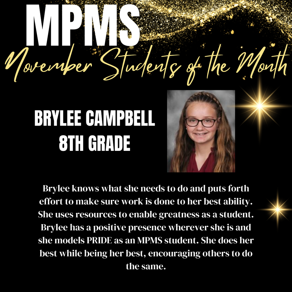 Brylee Campbell is 8th Grade Student of the Month
