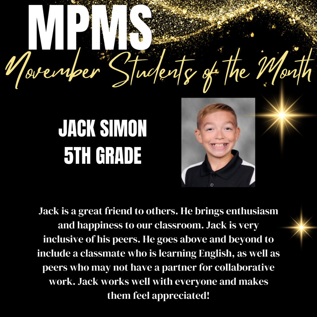 Jack Simon is 5th Grade Student of the Month