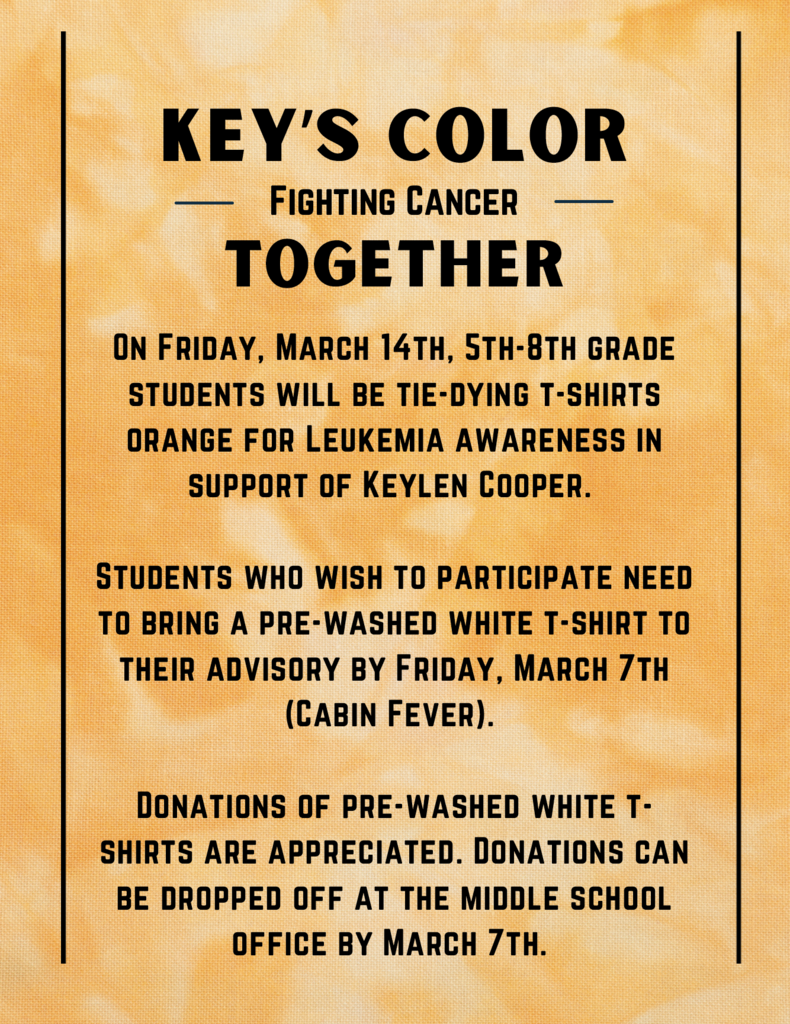 MPMS will be tie-dying shirts orange in support of Keylen Cooper