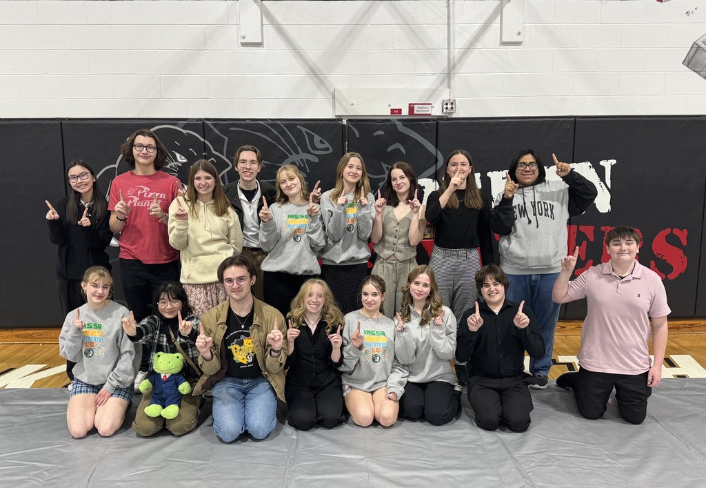 The Mid-Prairie Individual Events Speech Team - (front, l-r) Ryann Dolan, Rita Du, Jeremiah Rempel, Jillian Clark, Georgia White, River Gehling, Logan McClellen, and Greyson Ghumm. (Back row): Ulara Niiazbekova, Brock Lowenberg, Grace Puttmann, Niah Leaton, Wren Harris, Tabitha Fisher, Caroline Schrader, Gwendolyn Wunderlich, and Diego Sanchez.