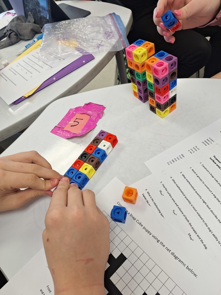 Students working with cubes