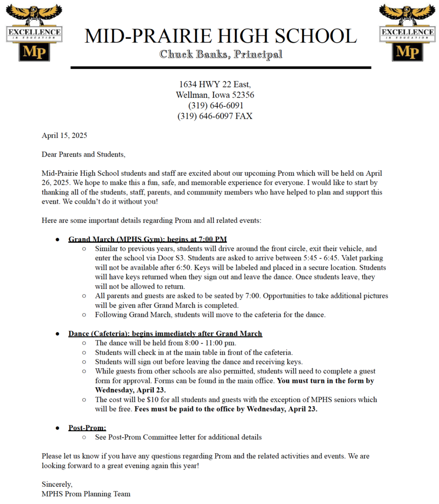 MPHS Prom details