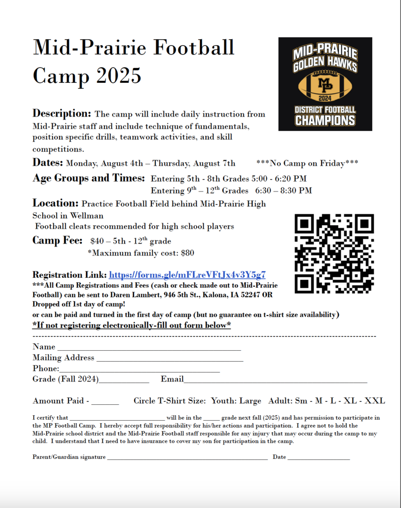 Mid-Prairie Football Camp 