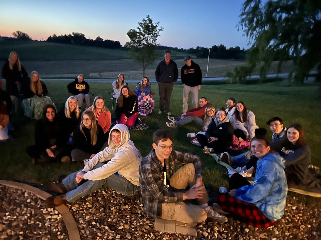 Students out front of the house