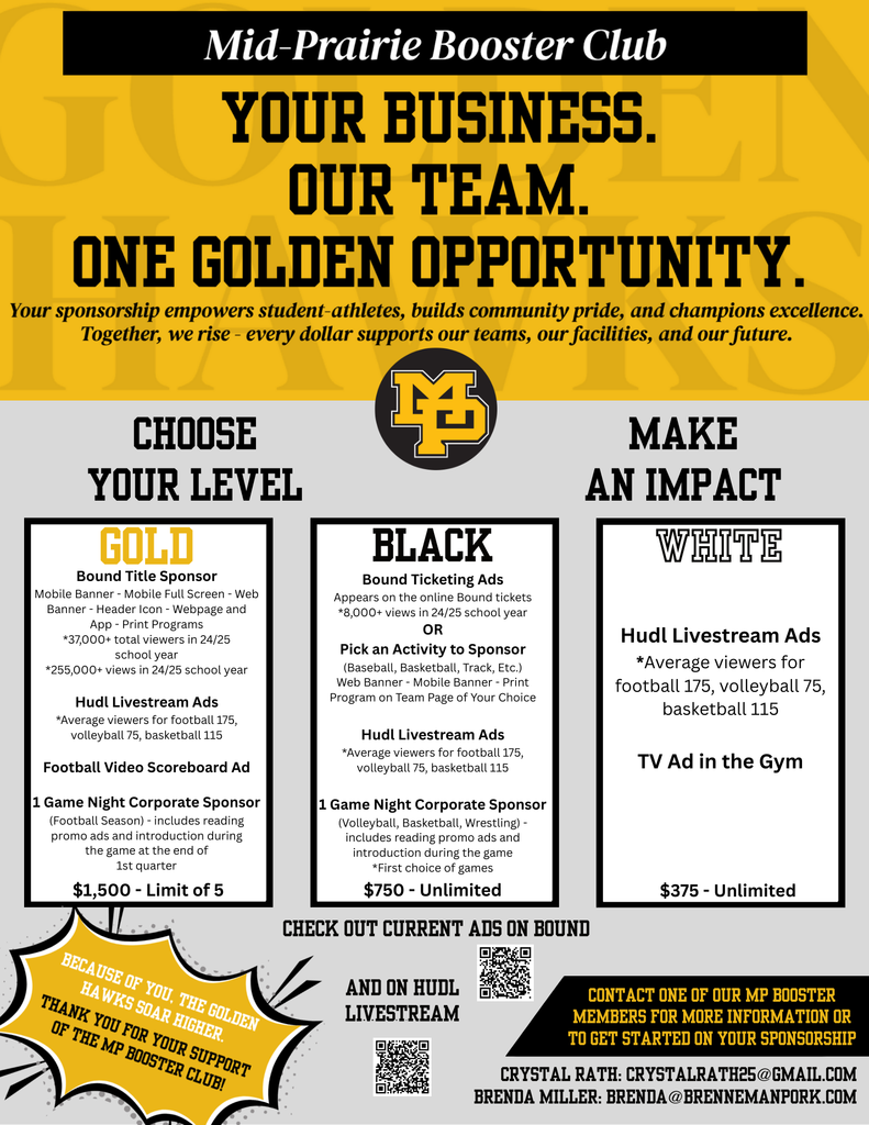 MP Booster Club Sponsorship Levels Flyer