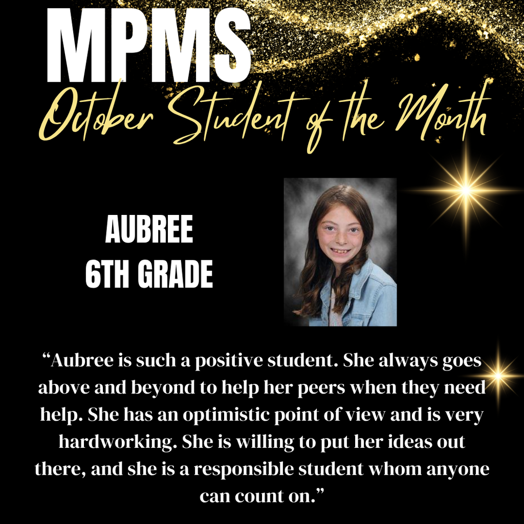 6th Grade Student of the Month - Aubree