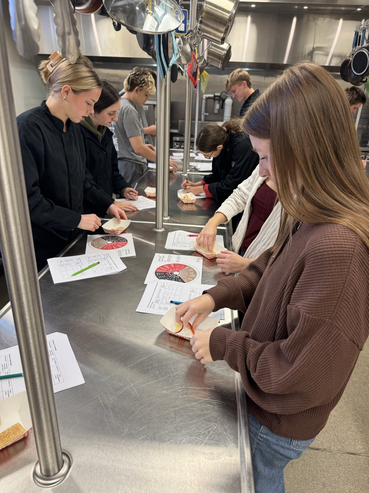 students tasting cheeses
