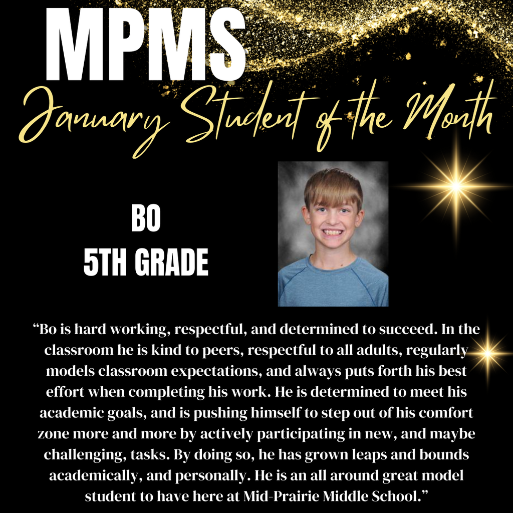 MPMS January Student of the Month - 5th Grade Bo