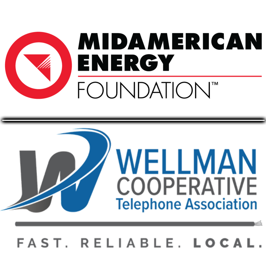 MidAmerican Energy Foundation business logo, Wellman Cooperative Telephone Association fast. reliable. local. business logo