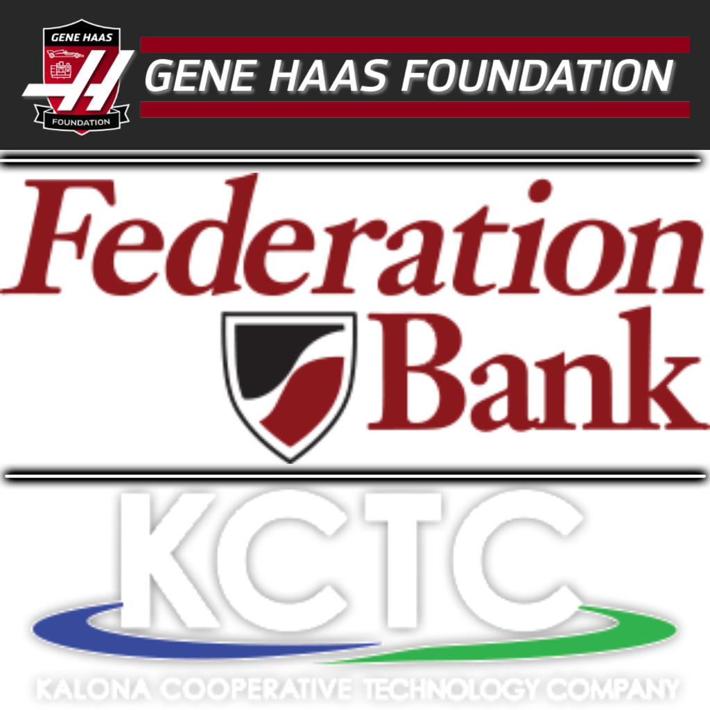 Gene Haas Foundation business logo, Federation Bank business logo, KCTC Kalona Cooperative Technology Company business logo