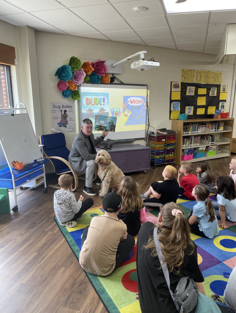 Brian Stone reading The Wrong Book to students