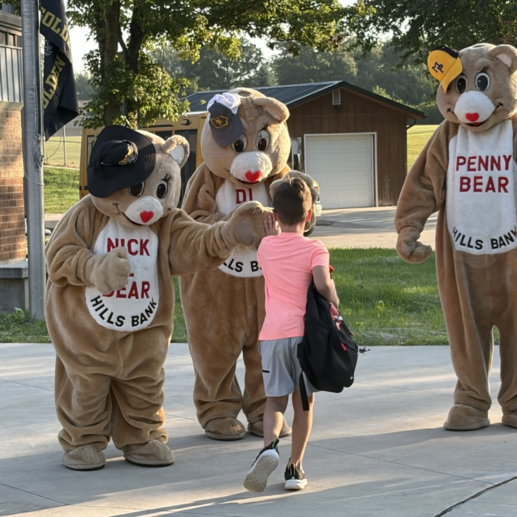 bears giving a student a high five